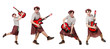 Scotsman playing guitar isolated on white