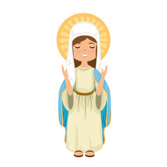 Wall Mural - cartoon virgin mary icon over white background colorful design vector illustration