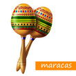 Beautiful maracas on white background. Musical instrument maracas. Mexican musical instrument maracas. Vector illustration