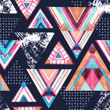 Abstract watercolor triangle seamless pattern.