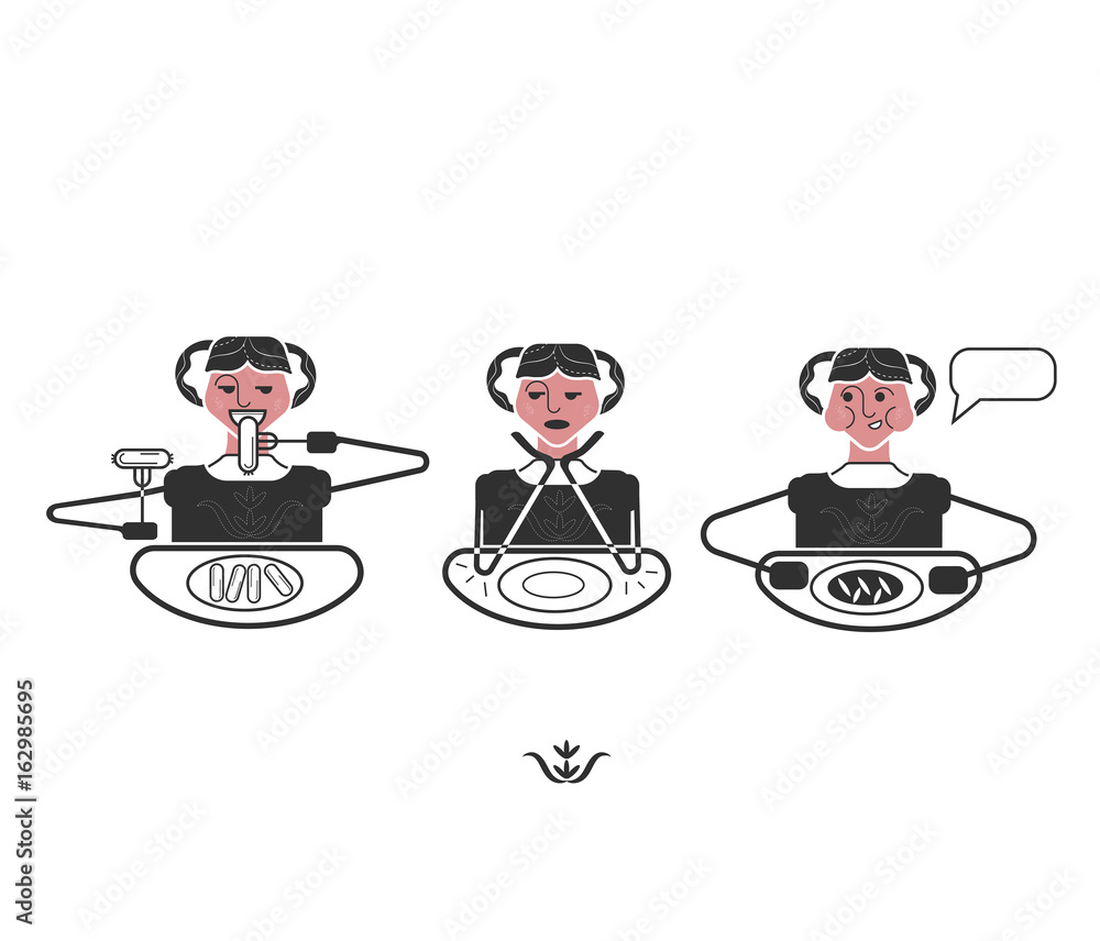 Kids manners. Good and bad manners, etiquette. Eating a lot. Table manners.  Set of picture with, image size:1000x856