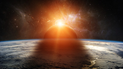 Leinwandbilder - Eclipse of the sun on the planet Earth 3D rendering elements of this image furnished by NASA