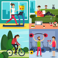 Poster - Fitness Training People Icon Set