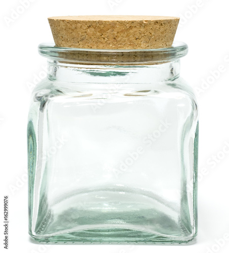 Empty jar with a cork isolated on white Tableau sur Toile