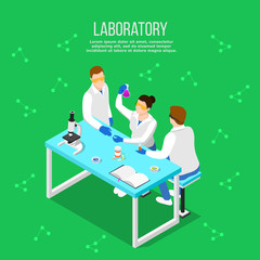 Canvas Print - Pharmaceutical Laboratory Isometric Composition