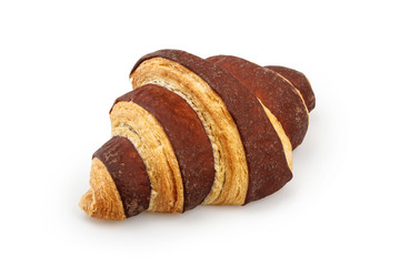 Wall Mural - Chocolate croissant on white background