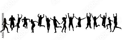 Fotomural Silhouettes of man and woman jumping
