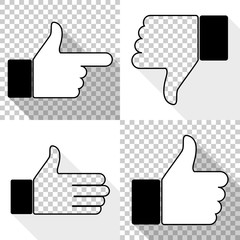 Poster - like icon set, thumb up, vector illustration