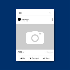 Wall Mural - social network photo frame with shadow, vector illustration