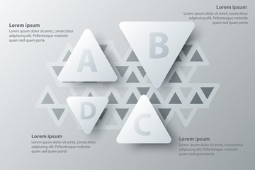 Wall Mural - Four topics simple white triangle 3d paper for website presentation cover poster vector design infographic illustration concept