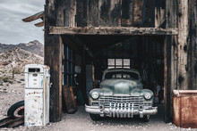 Old Vintage Car Truck Abandoned In The Desert