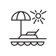 Vacation Line Icon, Outline Vector Sign, Linear Style Pictogram Isolated On White. Beach, Paradise Symbol, Logo Illustration. Editable Stroke. Pixel Perfect Graphics