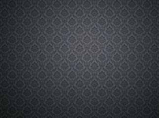 Wall Mural - black damask pattern background