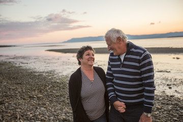 Portrait of loving senior couple at the beach