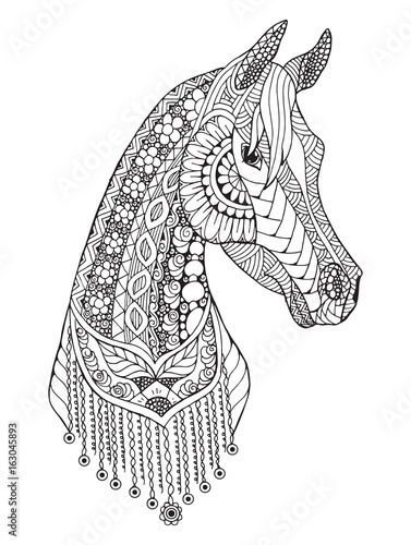 Arabian horse zentangle stylized vector illustration freehand pencil pattern zen art Arabian horse zentangle stylized vector illustration freehand pencil pattern zen art