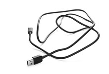 Black USB Cable Isolated On White Background