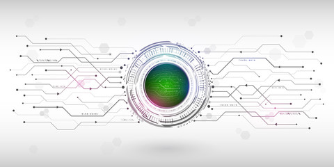 Hi-tech computer technology on the grey background. Abstract radial circuit texture. Futuristic technology structure elements. Vector illustration esp 10.
