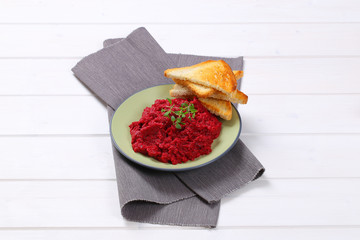 Wall Mural - fresh beetroot puree with toast