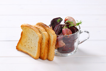 Poster - baked beetroot and garlic with toast