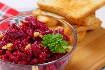 Wall Mural - fresh beetroot spread with toast