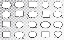 Blank Empty Speech Bubbles. Isolated On Transparent Background. Vector Illustration.