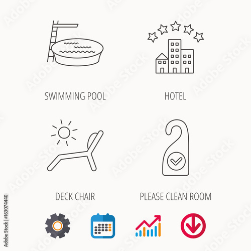 Hotel Swimming Pool And Beach Deck Chair Icons Clean Room
