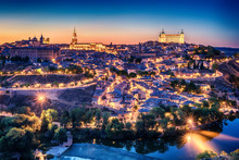 Aerial Top View Of Toledo, Historical Capital City Of Spain
