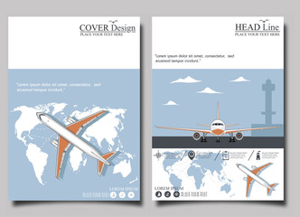 Aviation flyers set with airplane