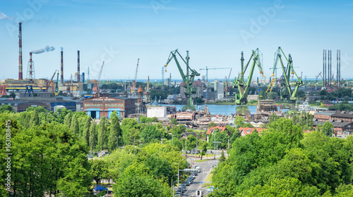 Zdjęcie XXL Panoramiczny krajobraz na starej stoczni w Gdańsku
