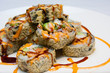 fried sushi roll close up