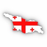 Fototapeta  - Georgia Map Outline with Georgian Flag on White with Shadows 3D Illustration