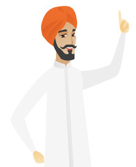 Poster - Hindu businessman pointing his forefinger up.