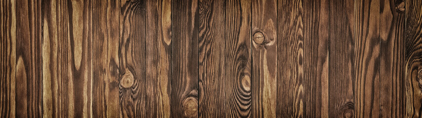 Poster - Brown wood texture, background of wooden plank