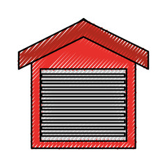 Sticker - warehouse building isolated icon vector illustration design