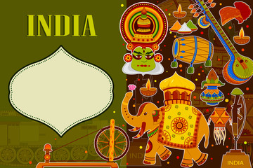 Incredible India background depicting Indian colorful culture and religion