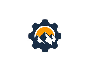 Mountain Gear Icon Logo Design Element