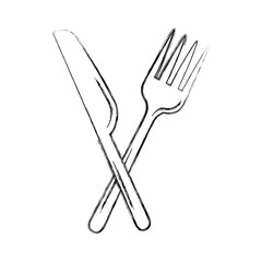 Poster - fork cutlery with knife vector illustration design