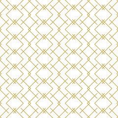 Wall Mural - Stylish linear geometric seamless vector pattern in gold