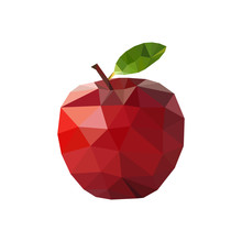Red Apple In Polygonal Style. Vector Illustration
