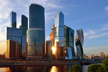 Moscow International Business Centre (MIBC) Is Commercial District. Located East Of Third Ring Road In Presnensky District Of Central Administrative Okrug. Evening