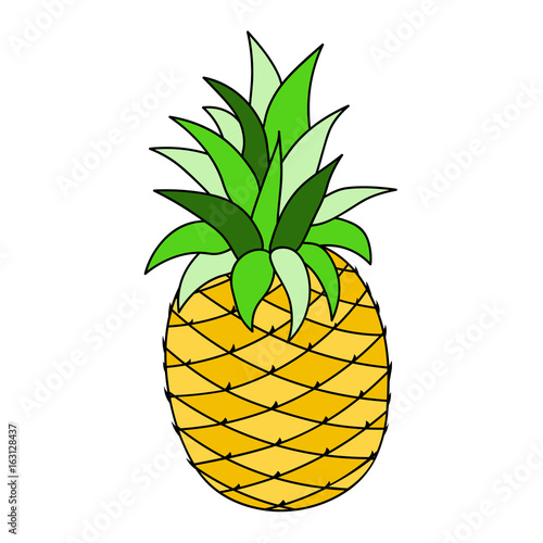 Pineapple Fruit Large Isolated On White Cartoon Vector - 