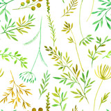 Fototapeta Sypialnia - seamess pattern with watercolor doodle twigs with leaves