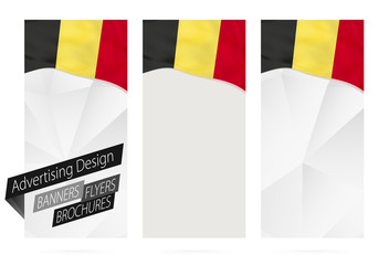 Wall Mural - Design of banners, flyers, brochures with flag of Belgium.