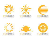 Orange Sun Logo Vector Art Set Design