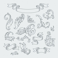 Sticker - Decorative elements in baroque style. Victorian ornament, acanthus leaves