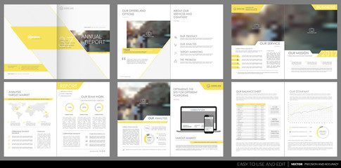 Canvas Print - Design annual report, cover, vector template brochures, flyers, presentations, leaflet, magazine a4 size. Minimalistic abstract yellow templates - stock vector
