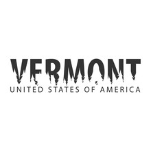 Vermont. USA. United States Of America. Text Or Labels With Silhouette Of Forest.