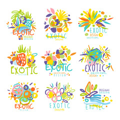 Sticker - Exotic, summer travel set of logo graphic templates