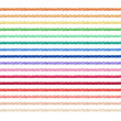 Set of linen string vector in various colors. Seamless pattern of neat realistic flax material texture cords in multicolor choices illustration.