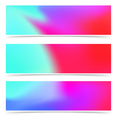 Wall Mural - Bright fashion colorful pink and blue web headers flyers collection. Artistic elegant gentle color blend multicolor defocused cards set